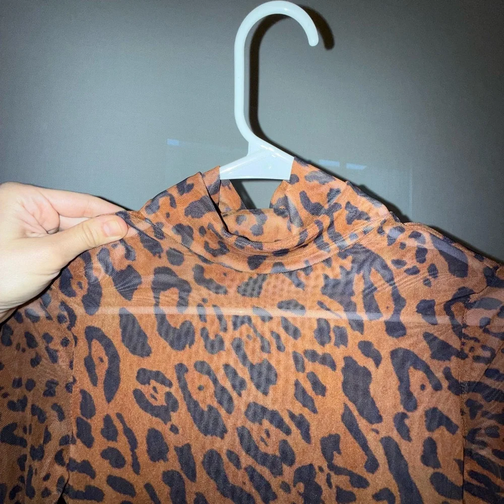 Leopard animal Print Long Sleeve Dress cover up sheer mesh brand new never worn - Picture 8 of 11